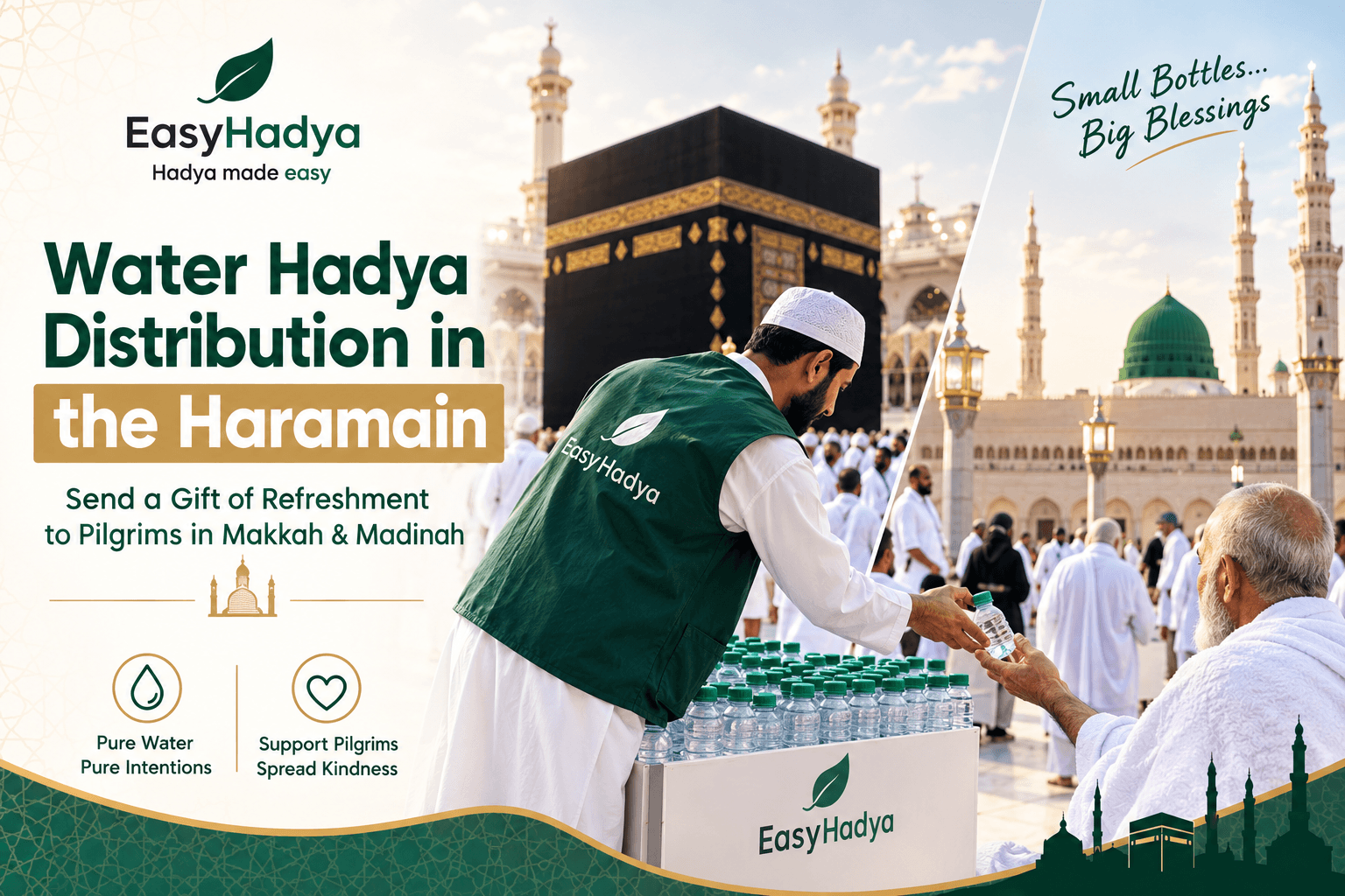 Water Bottle Hadya in Makkah & Madinah | Send Water Gift to Pilgrims Online